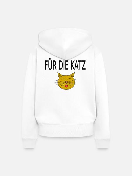 Gelber Katzengesicht Zunge - Frauen Premium Bio Zip Hoodie - Weiß