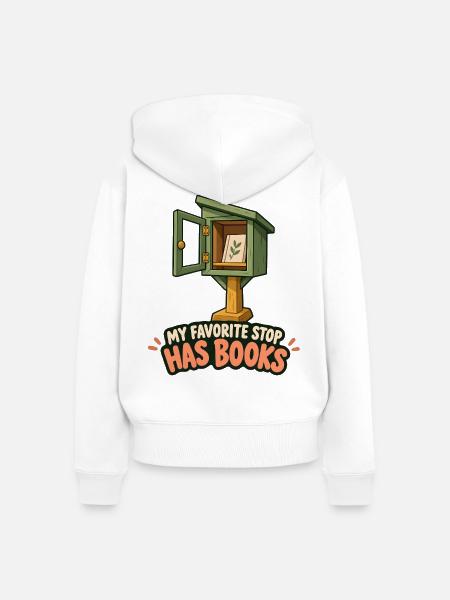 Mein Lieblingshalt hat Bücher - Frauen Premium Bio Zip Hoodie - Weiß