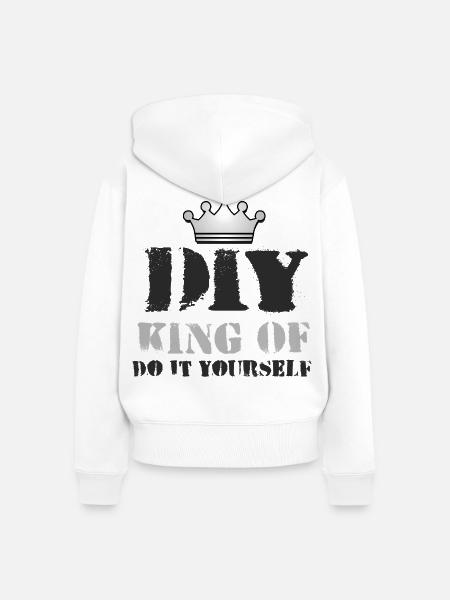 DIY_King_of-1 - Frauen Premium Bio Zip Hoodie - Weiß