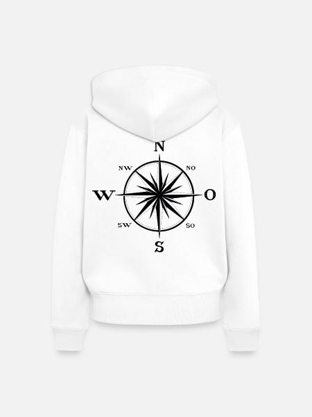 Nordstern Kompass Design - Frauen Premium Bio Zip Hoodie - Weiß