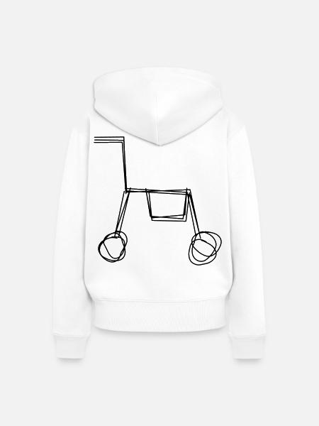 Rollator handgezeichnet - Frauen Premium Bio Zip Hoodie - Weiß