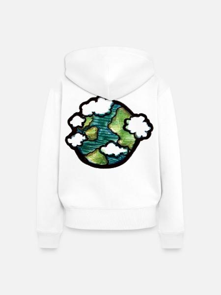 Aquarell Erde mit Wolken - Frauen Premium Bio Zip Hoodie - Weiß