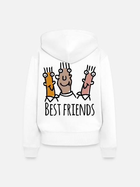 Drei Fingerfreunde Trio - Frauen Premium Bio Zip Hoodie - Weiß