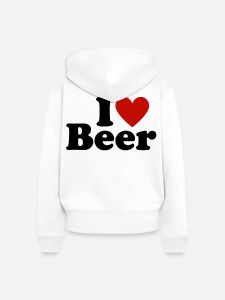 Ich liebe Bier - Frauen Premium Bio Zip Hoodie - Weiß