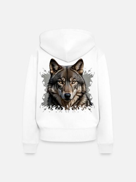 Wolfskopf im Farbsplatter - Frauen Premium Bio Zip Hoodie - Weiß