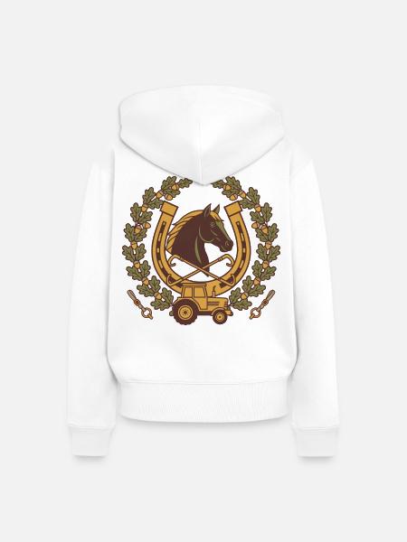 Pferdehof Wappen Hufeisen – personalisierbar - Frauen Premium Bio Zip Hoodie - Weiß