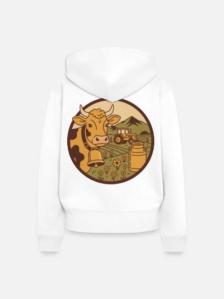 Wappen Kuh – personalisierbar - Frauen Premium Bio Zip Hoodie - Weiß
