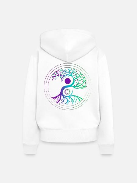 Baum des Lebens Yin Balance - Frauen Premium Bio Zip Hoodie - Weiß