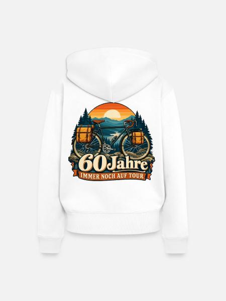 60 Jahre Fahrradreise - Frauen Premium Bio Zip Hoodie - Weiß