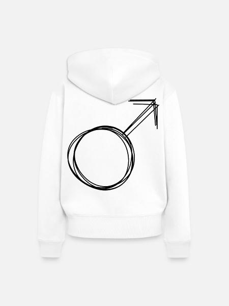 Männlich Zeichen handgezeichnet - Frauen Premium Bio Zip Hoodie - Weiß