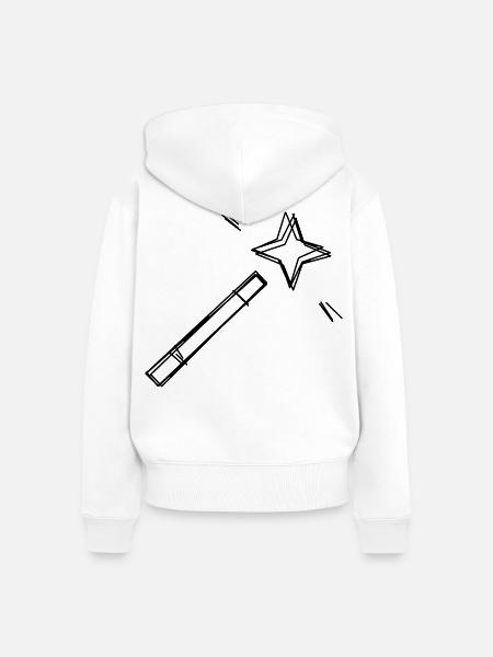 Zauberstab handgezeichnet - Frauen Premium Bio Zip Hoodie - Weiß