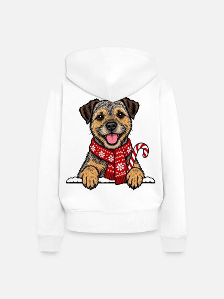 Weihnachten Border Terrier - Frauen Premium Bio Zip Hoodie - Weiß