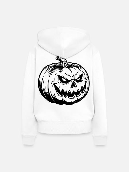 Böser Halloween Kürbis - Frauen Premium Bio Zip Hoodie - Weiß