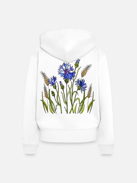 Blumen - Frauen Premium Bio Zip Hoodie - Weiß