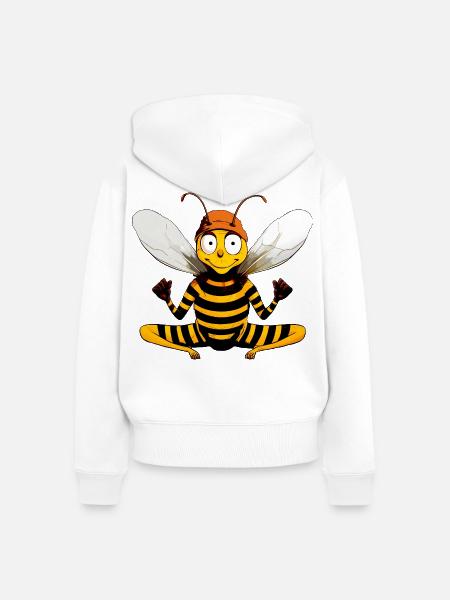 Bee Yoga - Frauen Premium Bio Zip Hoodie - Weiß