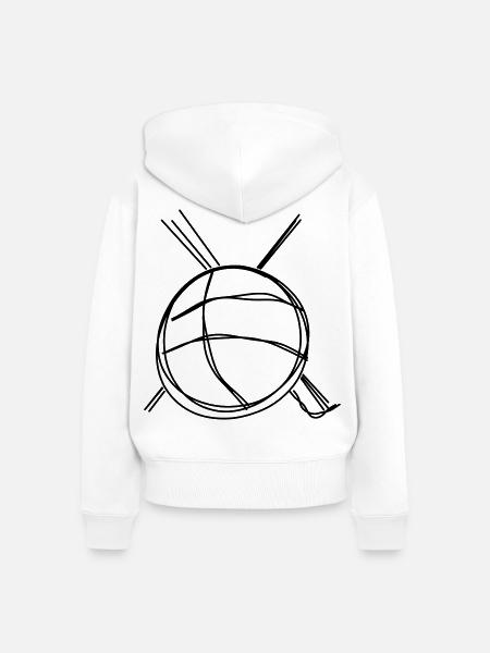 Wollknäuel handgezeichnet - Frauen Premium Bio Zip Hoodie - Weiß