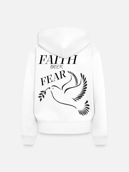 Glaube über Angst, sei mutig - Frauen Premium Bio Zip Hoodie - Weiß