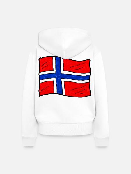 Handgezeichnete Norwegenflagge - Frauen Premium Bio Zip Hoodie - Weiß