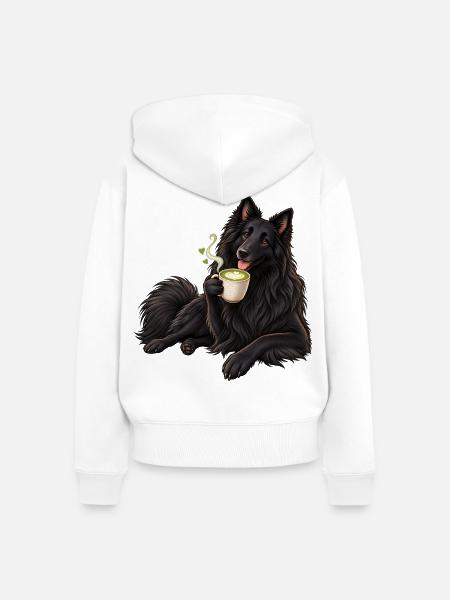 Groenendael mit Matcha Latte - Frauen Premium Bio Zip Hoodie - Weiß