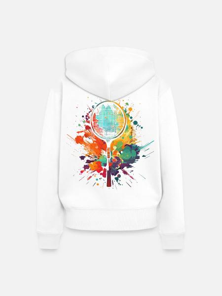 Badmintonschläger Graffiti - Frauen Premium Bio Zip Hoodie - Weiß