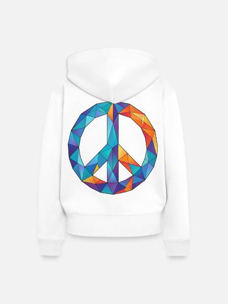Poly Peace - Frauen Premium Bio Zip Hoodie - Weiß