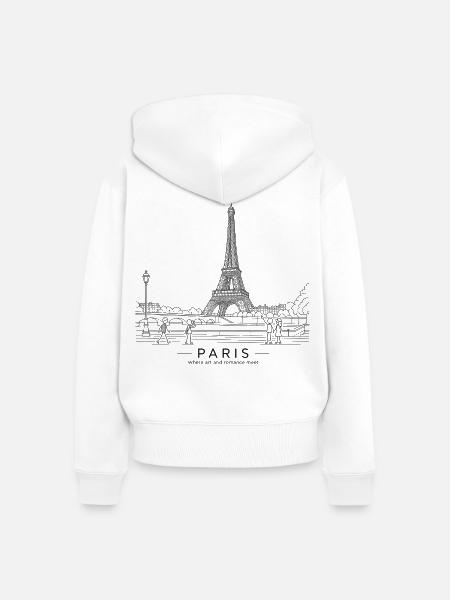 Paris — Eiffelturm-Linienkunst - Frauen Premium Bio Zip Hoodie - Weiß