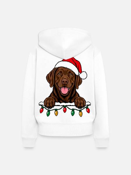 Weihnachten Brauner Labrador - Frauen Premium Bio Zip Hoodie - Weiß