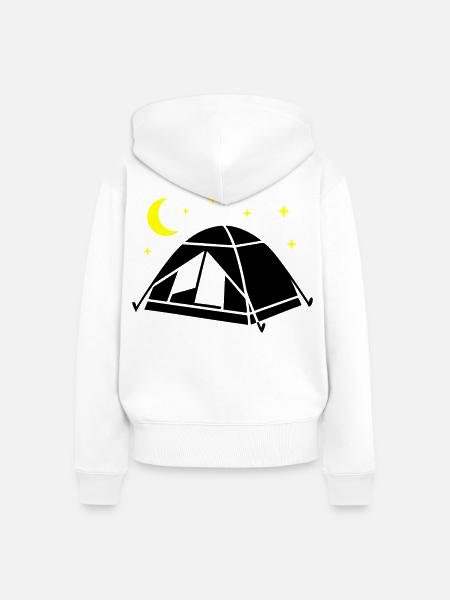 Zelt Mond Sterne Grafik - Frauen Premium Bio Zip Hoodie - Weiß
