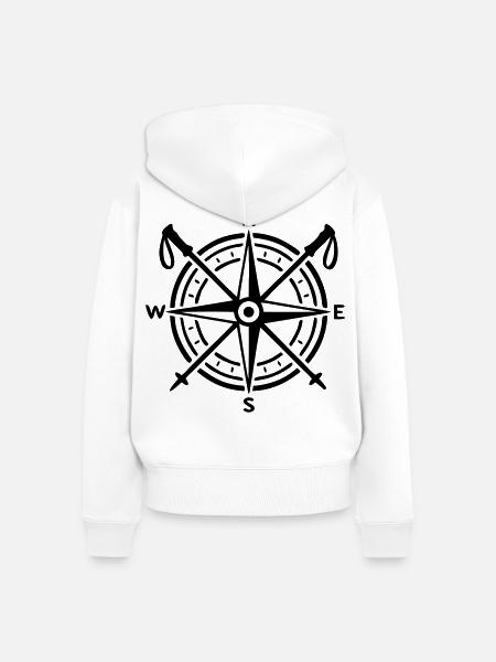 Kompass Wanderstoecke Logo - Frauen Premium Bio Zip Hoodie - Weiß