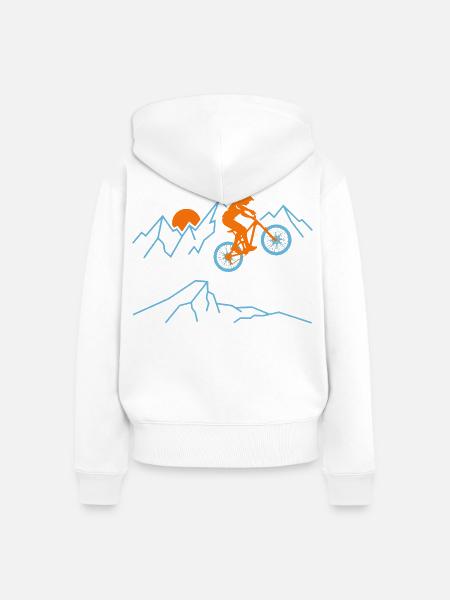 Mountainbike-Sprung Sunset Extreme Cycling Tee - Frauen Premium Bio Zip Hoodie - Weiß