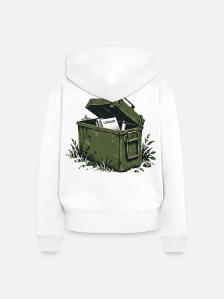 Geocaching Cachebox - Frauen Premium Bio Zip Hoodie - Weiß
