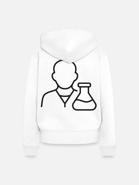 Wissenschaftler mit Laborflaschen-Linien-Symbol - Frauen Premium Bio Zip Hoodie - Weiß