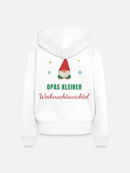 Opas kleiner Weihnachtswichtel – Kinder - Frauen Premium Bio Zip Hoodie - Weiß