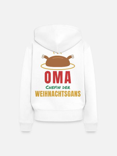 Oma – Chefin der Weihnachtsgans - Frauen Premium Bio Zip Hoodie - Weiß