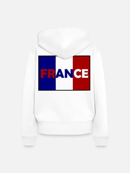 Französische Flagge Typo-Design - Frauen Premium Bio Zip Hoodie - Weiß