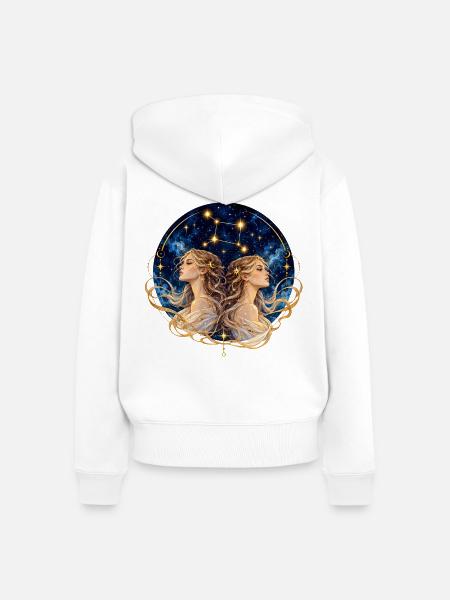 Sternzeichen Zwilling Kosmische Zwillingsgöttinnen - Frauen Premium Bio Zip Hoodie - Weiß