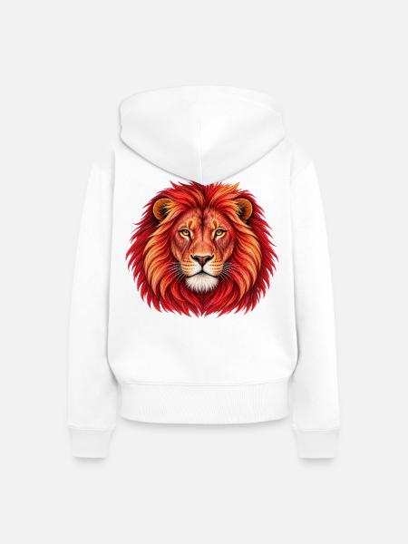 Majestätischer rot-goldener Löwe - Frauen Premium Bio Zip Hoodie - Weiß