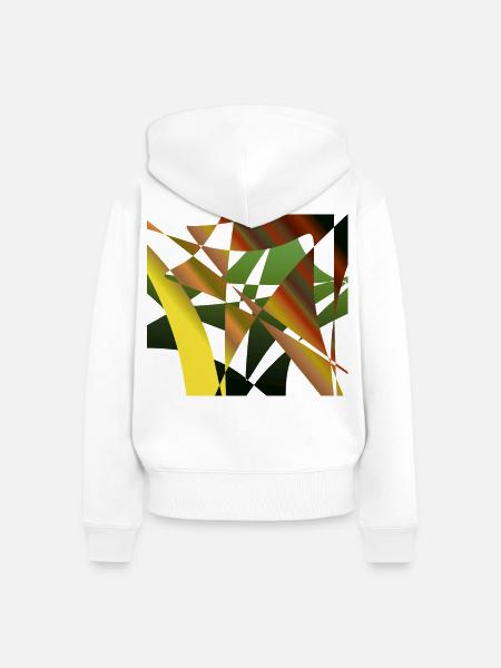 Abstrakte Fragmente Grüner Ocker - Frauen Premium Bio Zip Hoodie - Weiß