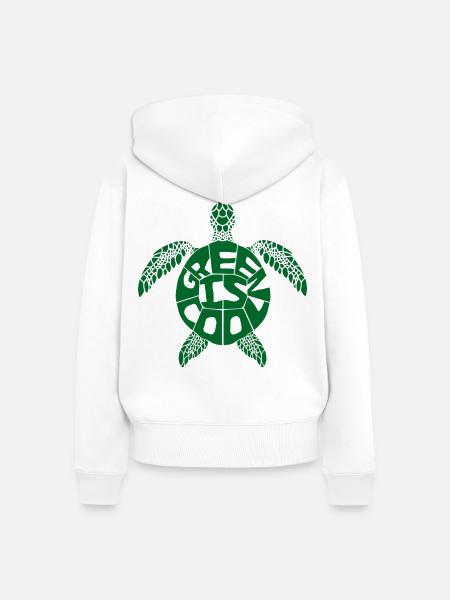 Green is cool - Schildkröte - Frauen Premium Bio Zip Hoodie - Weiß