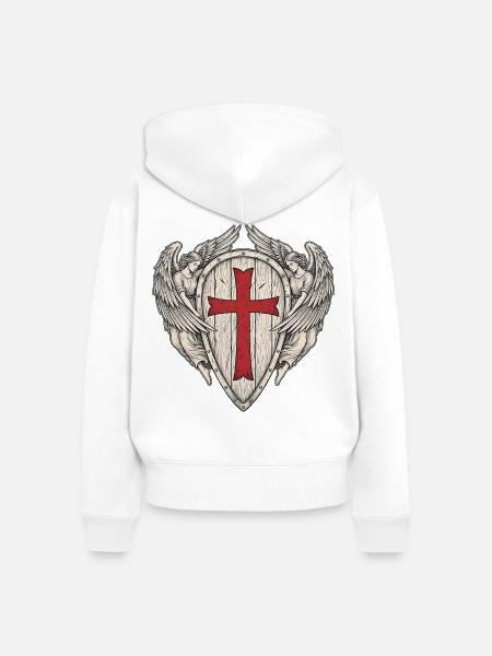 Schutzpatron Schild - Frauen Premium Bio Zip Hoodie - Weiß