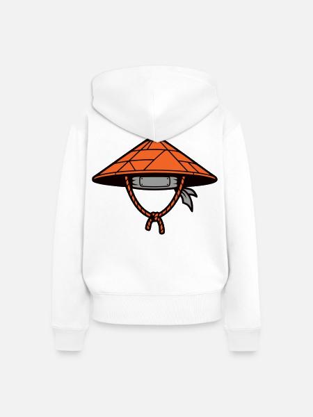 Ronin Bambushut Asien Icon - Frauen Premium Bio Zip Hoodie - Weiß