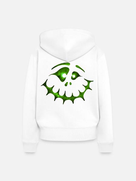 Irres Geistergesicht Grün - Süßes oder Saures - Frauen Premium Bio Zip Hoodie - Weiß