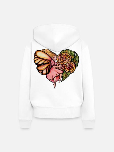 Feen-Rosen-Umarmung - Frauen Premium Bio Zip Hoodie - Weiß