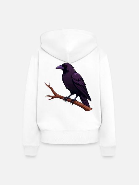 Rabe auf Ast - Frauen Premium Bio Zip Hoodie - Weiß