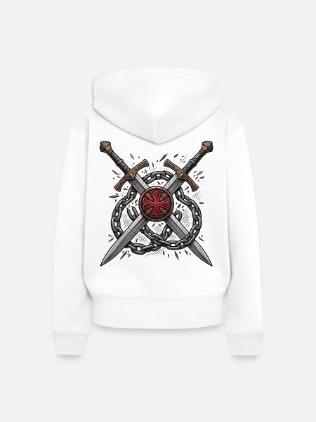 Gekreuzte Schwerter Ketten - Frauen Premium Bio Zip Hoodie - Weiß