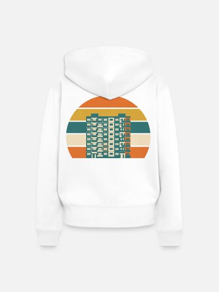 Plattenbau Retro Grafik Osten Retro - Frauen Premium Bio Zip Hoodie - Weiß