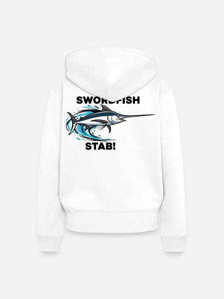 Schwertfisch Stich Schwert Meer Schwertfisch - Frauen Premium Bio Zip Hoodie - Weiß