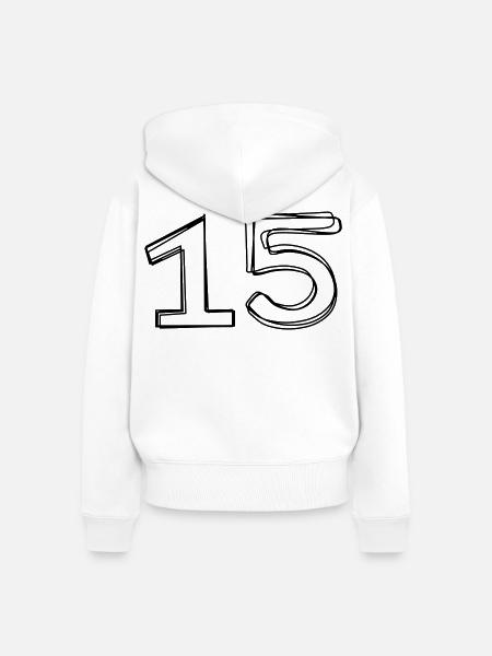 Zahl 15 handgezeichnet - Frauen Premium Bio Zip Hoodie - Weiß