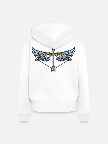 Pfeil Bogen Fluegel Wappen - Frauen Premium Bio Zip Hoodie - Weiß
