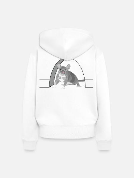 Graue Maus Nagetier-Icon mit Mondbogen - Frauen Premium Bio Zip Hoodie - Weiß